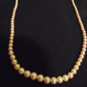 Vintage Faux Marvella Pearl Necklace, 23.75 inches, Off White Pearls